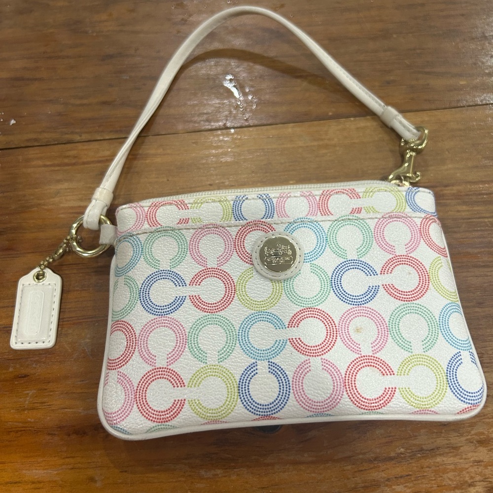 Coach Pink and Blue Signature Wristlet